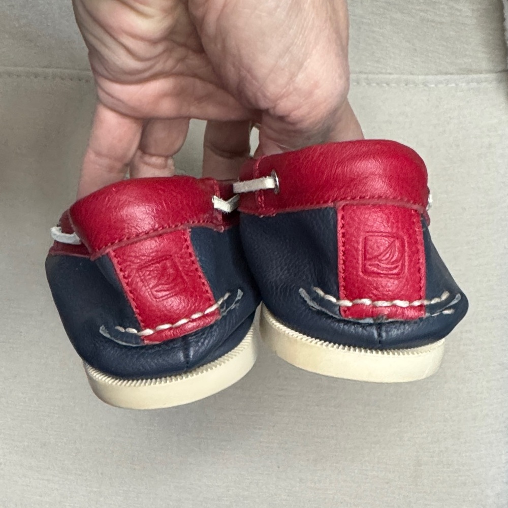 Sperry Nautical Red, White, and Navy Boat Shoes Leather Nautical sz8.5 - Picture 8 of 10